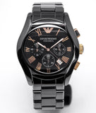 Emporio Armani Valente Ceramica Chronograph Black Dial Black Steel Strap Watch For Men - AR1410 Buy Now By Emporio Armani