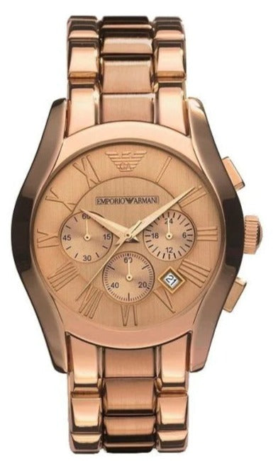 Emporio Armani Valente Chronograph Rose Gold Dial Rose Gold Steel Strap Watch For Men - AR0365 Buy Now By Emporio Armani
