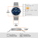 Emporio Armani Minimalist Quartz Blue Dial Silver Steel Strap Watch For Men - AR11571 Buy Now By Emporio Armani