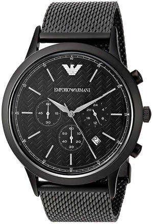 Emporio Armani Renato Chronograph Black Dial Black Mesh Bracelet Watch For Men - AR2498 Buy Now By Emporio Armani