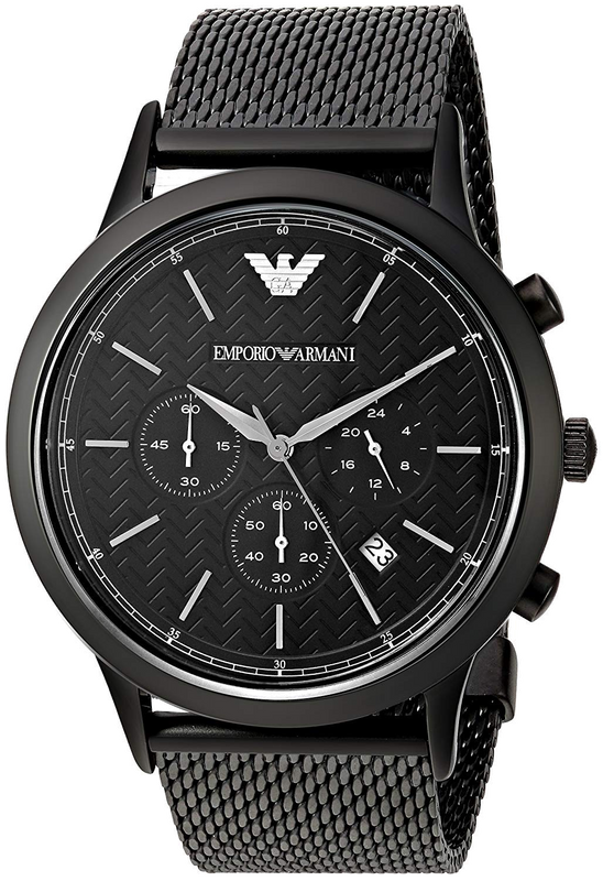 Emporio Armani Renato Chronograph Black Dial Black Mesh Bracelet Watch For Men - AR2498 Buy Now By Emporio Armani