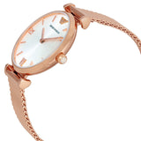 Emporio Armani Gianni T Bar Silver Dial Rose Gold Mesh Bracelet Watch For Women - AR1956 Buy Now By Emporio Armani