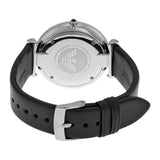 Emporio Armani Retro Analog Quartz Silver Dial Black Leather Strap Watch For Men - AR1674 Buy Now By Emporio Armani