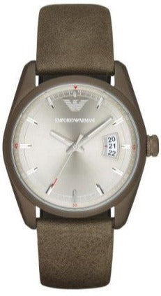 Emporio Armani Sportivo Quartz Silver Dial Brown Leather Strap Watch For Men - AR6079 Buy Now By Emporio Armani