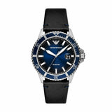 Emporio Armani Diver Three-Hand Quartz Blue Dial Blue Leather Strap Watch For Men - AR11516 Buy Now By Emporio Armani