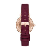 Emporio Armani Gianni T Bar Crystals Maroon Dial Maroon Leather Strap Watch for Women - AR11487 Buy Now By Emporio Armani