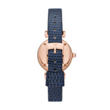 Emporio Armani Gianni T-Bar Analog Mother of Pearl Dial Blue Leather Strap Watch For Women - AR11468 Buy Now By Emporio Armani