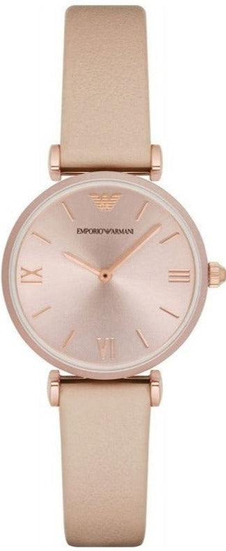 Emporio Armani Gianni T-Bar Quartz Rose Gold Dial Pink Leather Strap Watch For Women - AR11001 Buy Now By Emporio Armani