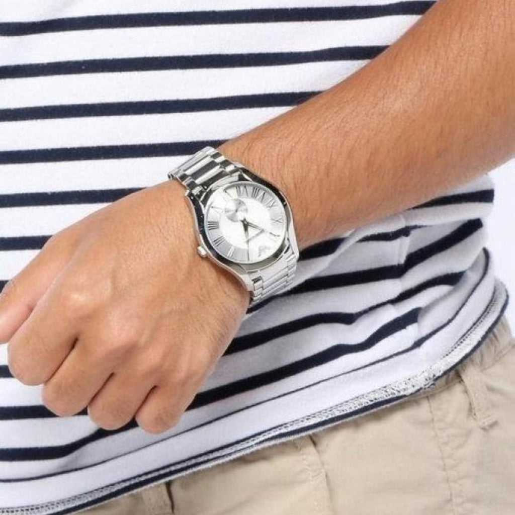 Emporio Armani Dress Quartz Silver Dial Silver Steel Strap Watch For Men - AR11084 Buy Now By Emporio Armani