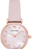 Emporio Armani Gianni T Bar Mother Of Pearl Pink Dial Pink Leather Strap Watch For Women - AR1958 Buy Now By Emporio Armani