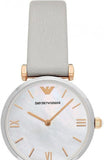 Emporio Armani Gianni T Bar Quartz Mother of Pearl Dial White Leather Strap Watch For Women - AR1965 Buy Now By Emporio Armani