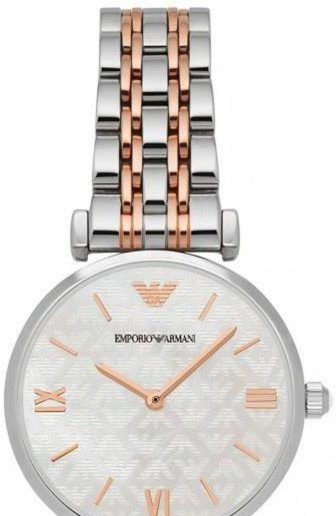 Emporio Armani Gianni T-Bar Mother of Pearl Dial Two Tone Steel Strap Watch For Women - AR1987 Buy Now By Emporio Armani
