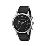 Emporio Armani Classic Chronograph Black Dial Black Leather Strap Watch For Men - AR1733 Buy Now By Emporio Armani