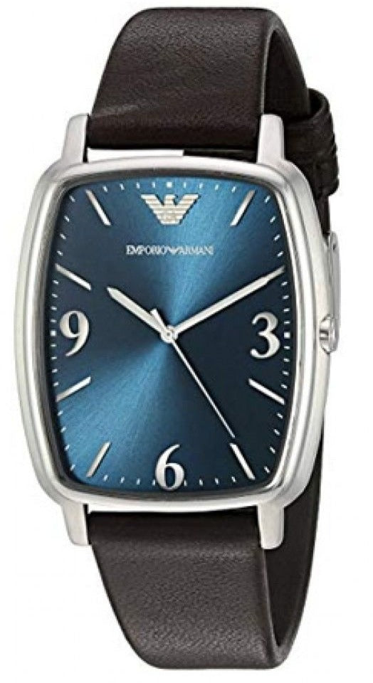 Emporio Armani Retro Quartz Blue Dial Black Leather Strap Watch For Men - AR2491 Buy Now By Emporio Armani
