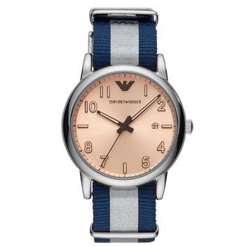 Emporio Armani Luigi Analog Beige Dial Two Tone NATO Strap Watch For Men - AR11212 Buy Now By Emporio Armani