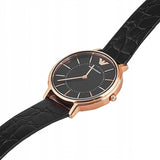 Emporio Armani Kappa Quartz Black Dial Black Leather Strap Watch For Women - AR11064 Buy Now By Emporio Armani