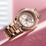 Guess Viva Diamonds White Dial Rose Gold Steel Strap Watch for Women - W0111L3 Buy Now By Guess