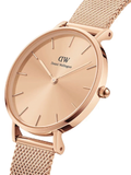 Daniel Wellington Petite Rose Gold Dial Rose Gold Mesh Strap Watch For Women - DW00100472 Buy Now By Daniel Wellington