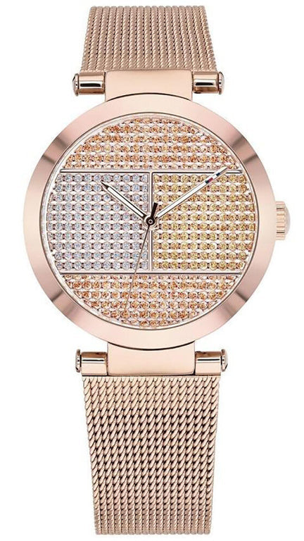 Tommy Hilfiger Lynn Crystals Rose Gold Dial Rose Gold Mesh Strap Watch For Women - 1781868 Buy Now By Tommy Hilfiger