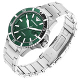 Emporio Armani Three Hand Green Dial Silver Steel Strap Watch For Men - AR11338 Buy Now By Emporio Armani