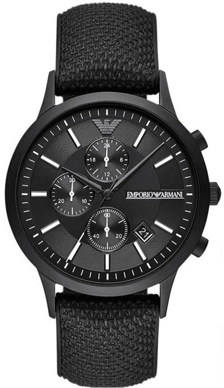 Emporio Armani Renato Chronograph Black Dial Black Nylon Strap Watch For Men - AR11457 Buy Now By Emporio Armani
