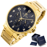 Tommy Hilfiger Daniel Chronograph Blue Dial Gold Steel Strap Watch for Men - 1710384 Buy Now By Tommy Hilfiger