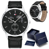 Tommy Hilfiger Brad Chronograph Black Dial Black Leather Strap Watch For Men - 1710391 Buy Now By Tommy Hilfiger