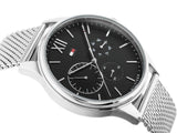 Tommy Hilfiger Damon Quartz Chronograph Black Dial Silver Mesh Bracelet Watch for Men - 1791415 Buy Now By Tommy Hilfiger