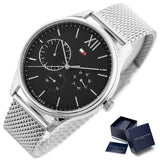Tommy Hilfiger Damon Quartz Chronograph Black Dial Silver Mesh Bracelet Watch for Men - 1791415 Buy Now By Tommy Hilfiger