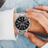 Tommy Hilfiger Mason Multifunction Black Dial Silver Steel Strap Watch For Men - 1791936 Buy Now By Tommy Hilfiger
