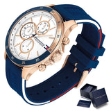 Tommy Hilfiger Bank Multifunction Quartz White Dial Blue Rubber Strap Watch for Men - 1791778 Buy Now By Tommy Hilfiger