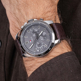 Tommy Hilfiger Decker Grey Dial Brown Leather Strap Watch for Men - 1791562 Buy Now By Tommy Hilfiger