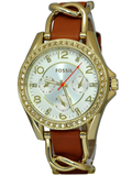 Fossil Riley Multifunction White Dial Orange Leather Strap Watch for Women - ES3723 Buy Now By Fossil