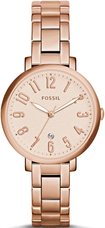 Fossil Jacqueline Rose Gold Dial Rose Gold Steel Strap Watch for Women - ES3970 Buy Now By Fossil