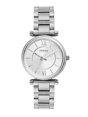Fossil Carlie Silver Dial Silver Steel Strap Watch for Women - ES4341 Buy Now By Fossil