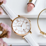 Fossil Jacqueline Quartz Mother of Pearl White Dial White Leather Strap Watch for Women - ES4579 Buy Now By Fossil