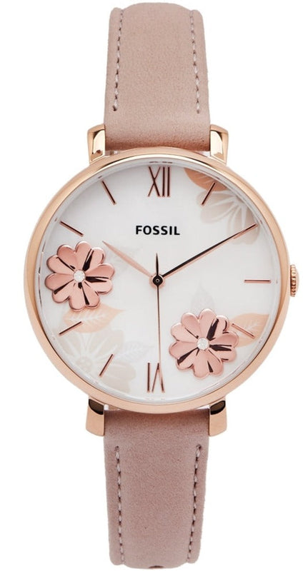 Fossil Jacqueline Three Hand Mother of Pearl Dial Pink Leather Strap Watch for Women - ES4671 Buy Now By Fossil
