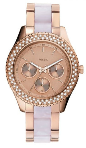 Fossil Stella Multifunction Rose Gold Dial Two Tone Steel Strap Watch for Women - ES4755 Buy Now By Fossil