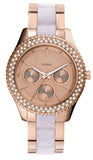 Fossil Stella Multifunction Rose Gold Dial Two Tone Steel Strap Watch for Women - ES4755 Buy Now By Fossil