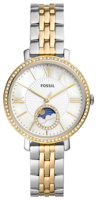 Fossil Jacqueline Analog Moonphase Mother of Pearl White Dial Two Tone Steel Strap Watch for Women - ES5166 Buy Now By Fossil