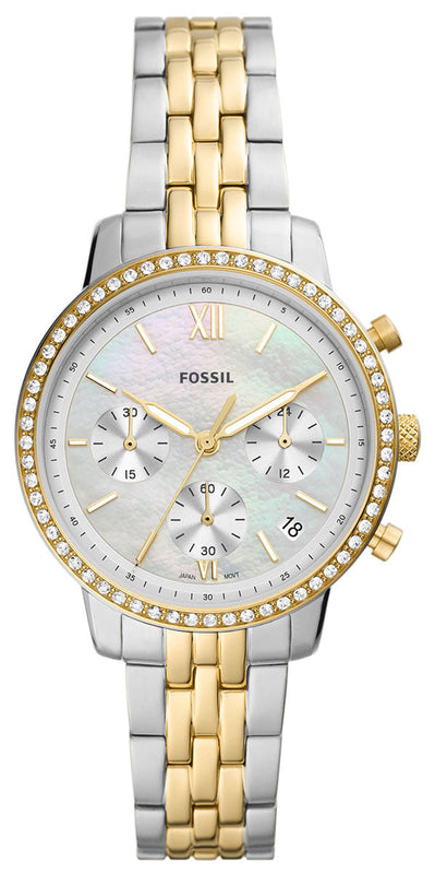 Fossil Neutra Chronograph Mother of Pearl White Dial Two Tone Steel Strap Watch for Women - ES5216 Buy Now By Fossil