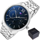 Tommy Hilfiger Damon Chronograph Blue Dial Silver Steel Strap Watch for Men - 1791416 Buy Now By Tommy Hilfiger