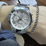 Guess Atlas Chronograph Silver Dial Silver Steel Strap Watch For Men - W0668G7 Buy Now By Guess