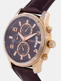 Guess Exec Chronograph Brown Dial Brown Leather Strap Watch For Men - W0076G4 Buy Now By Guess