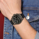 Tommy Hilfiger Asher Chronograph Black Dial Black Leather Strap Watch For Men - 1791854 Buy Now By Tommy Hilfiger