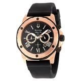 Bulova Marine Star Chronograph Black Dial Black Rubber Strap Watch for Men - 98B104 Buy Now By Bulova