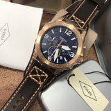 Fossil Nate Chronograph Blue Dial Brown Leather Strap Watch for Men - JR1505 Buy Now By Fossil