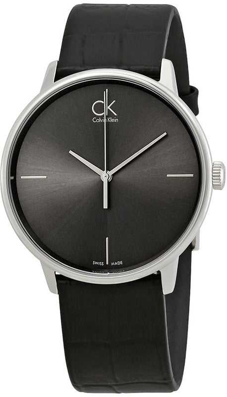 Calvin Klein Accent Black Dial Black Leather Strap Watch for Men - K2Y2X1C3 Buy Now By Calvin Klein