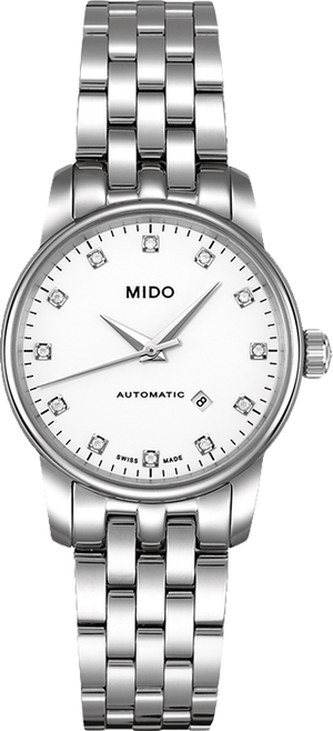 Mido Baroncelli III Automatic Diamonds White Dial Silver Steel Strap Watch For Women - M7600.4.66.1 Buy Now By Mido