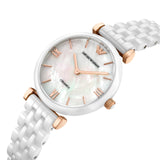 Emporio Armani Ceramica Mother of Pearl Dial White Ceramic Strap Watch For Women - AR1486 Buy Now By Emporio Armani